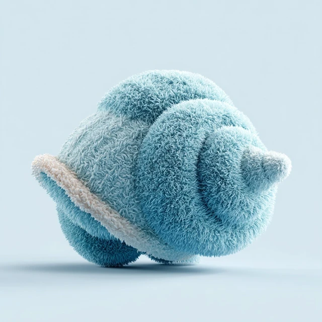 Fluffy Plush Conch Shell Illustration 3D Render