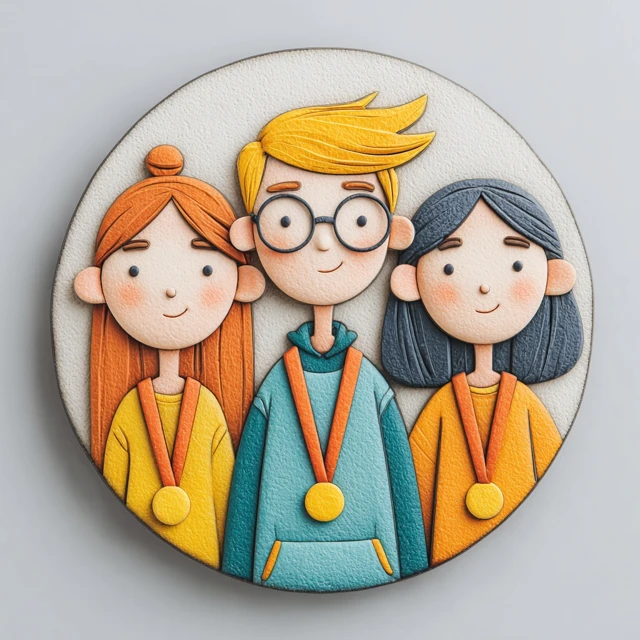 Team of Students Fridge Magnet Illustration