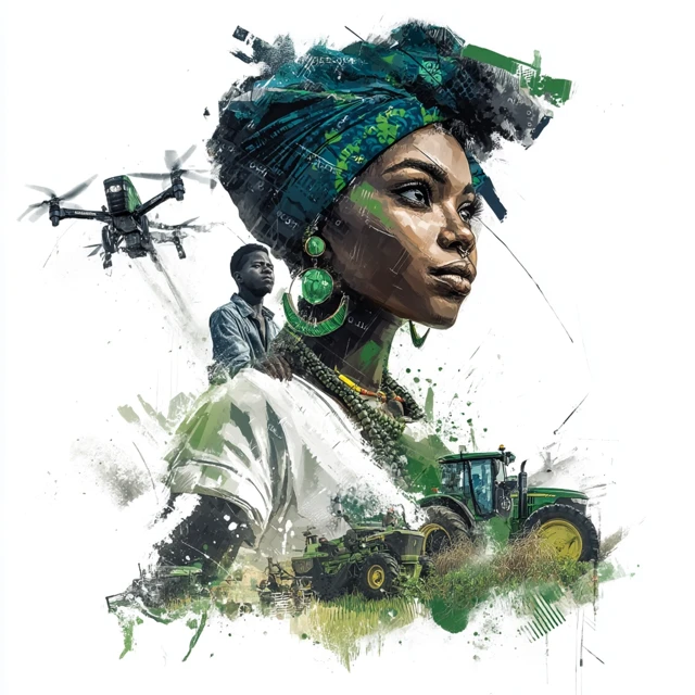 African Farmer Agritech Illustration