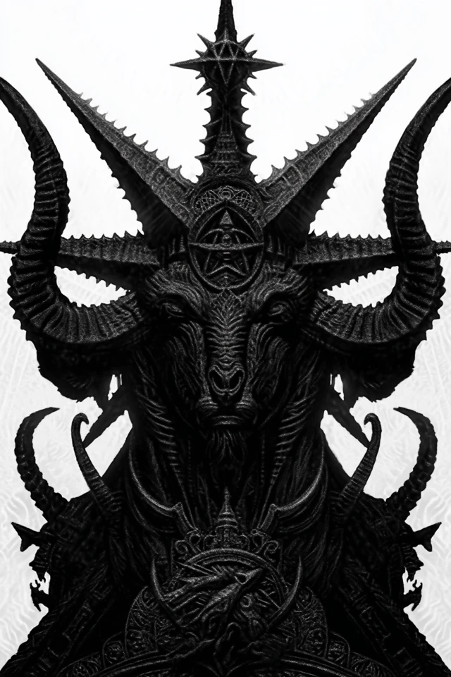 Black Metal Album Art Baphomet Engraved Style