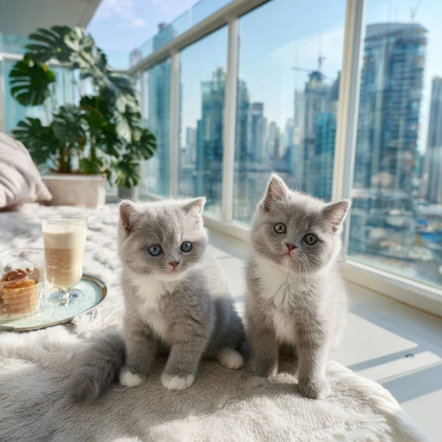 Cute Kittens on a Balcony Luxurious Morning Scene