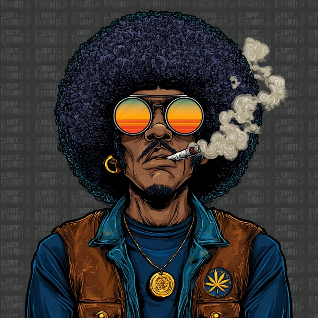 Cool Hippy Cartoon Illustration African American