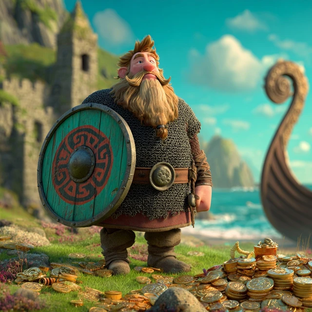 Proud Viking in Britain 3D Cartoon Illustration