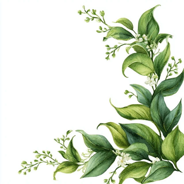 Watercolor Botanical Clipart Green Leaves Corner