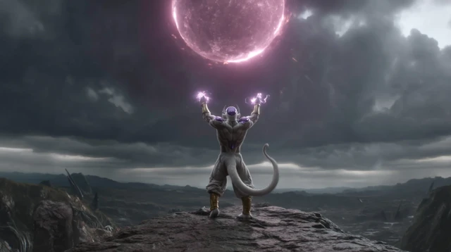 Alien Warrior on Mountain Peak Dramatic Sky