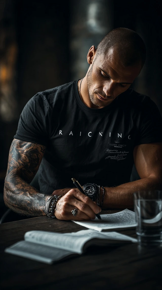 Man Writing RACING on TShirt Creative Photography