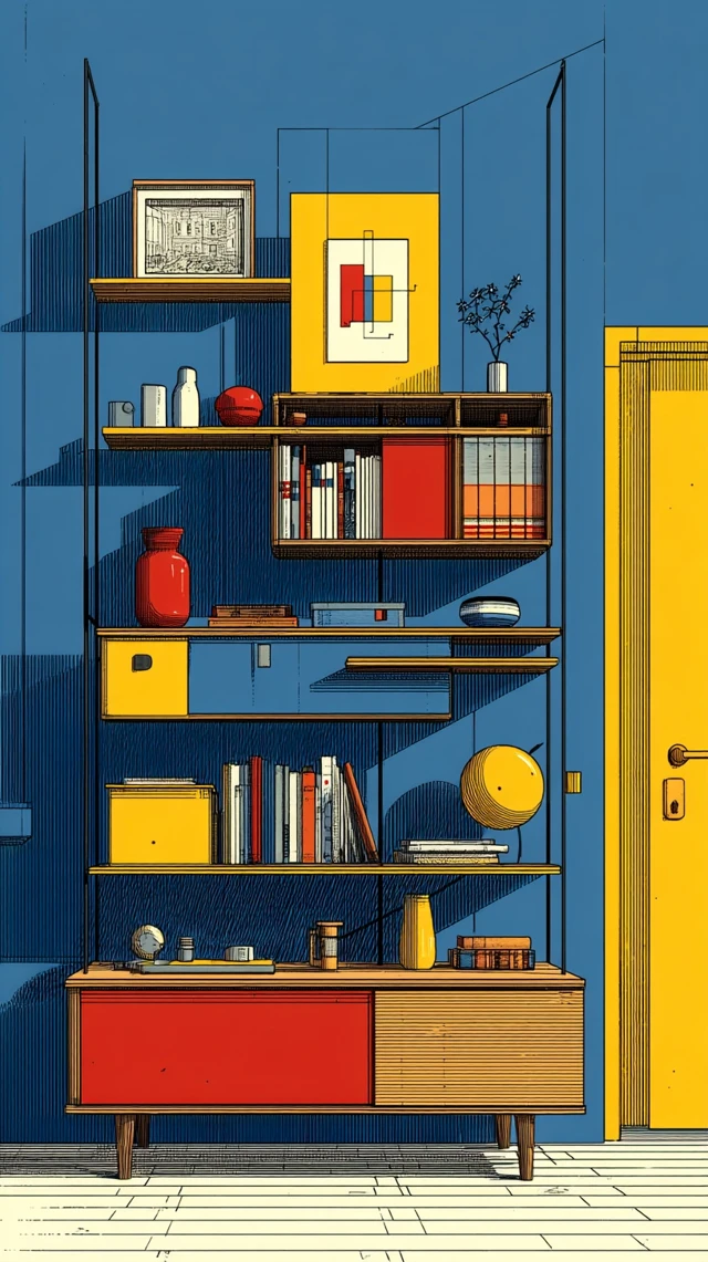 Bauhaus Style Open Shelving Unit Bedroom Decor