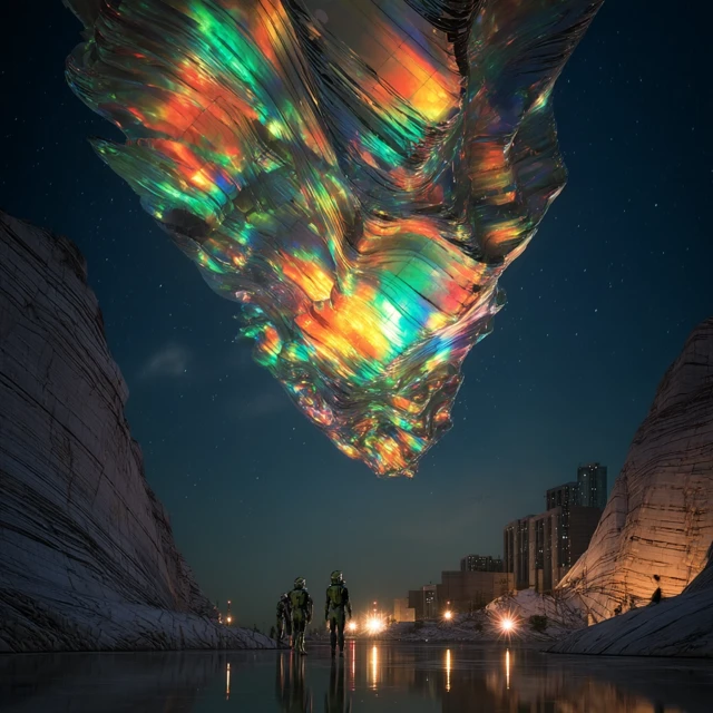Futuristic Sci-Fi City with Holographic Structure