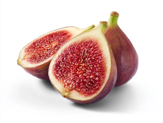 Fresh Fig Cut Open On White Background