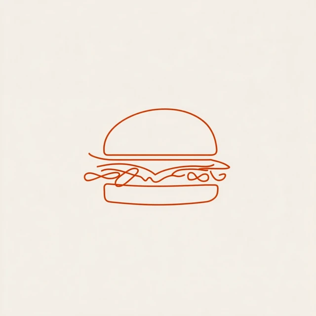 Minimalist Cheeseburger One Line Drawing
