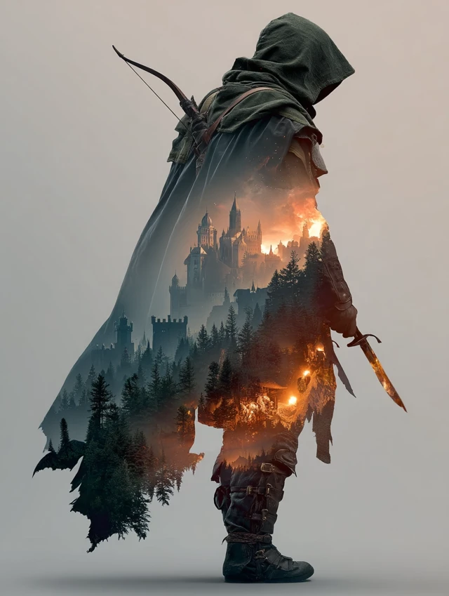 Heroic Fantasy Ranger in Misty Forest