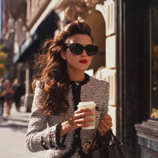 Fashion Editorial Brunette in Chanel on Madison Avenue