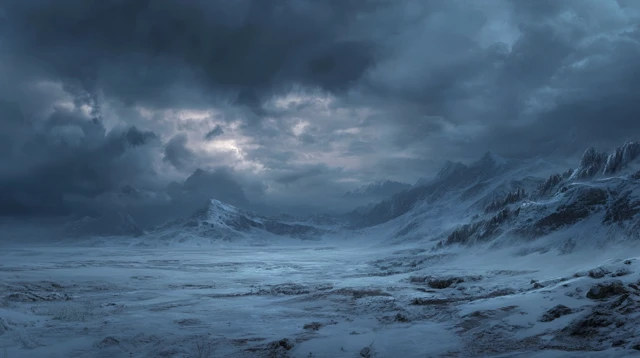 Dark Fantasy Frozen Wasteland Landscape