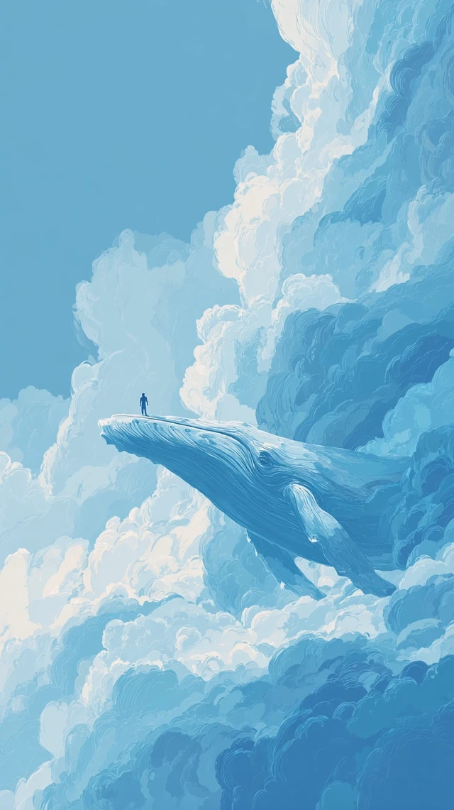 Cloud Whale Minimalist Art