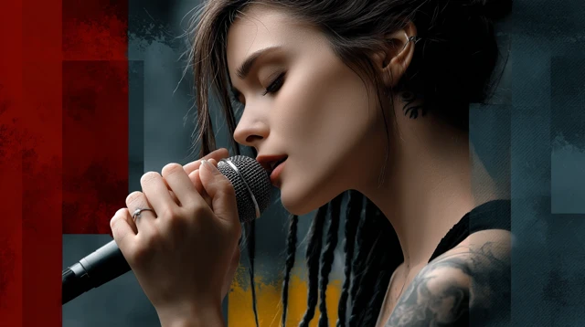 Punk Singer With Arm Tattoo And Dreadlocks