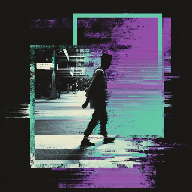 Cyberpunk Glitch Walking Across Street TShirt