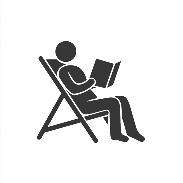 Person Reading Book Deck Chair Icon Vector