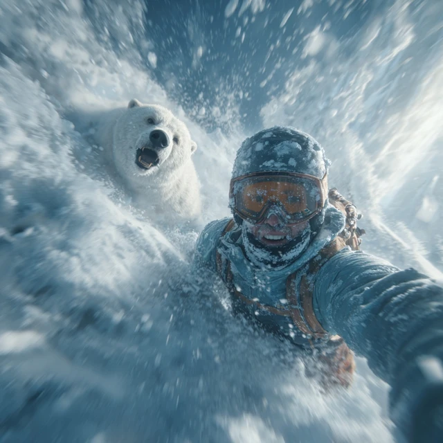 Snowboarder Avalanche Survival Polar Bear Chase