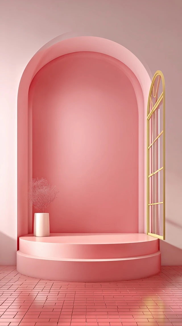 Pink Product Display Background with Podium