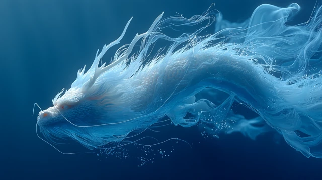 Chinese Dragon Underwater: Ethereal Blue World