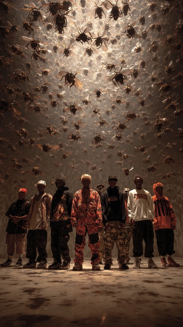 Hip Hop Group with Robotic Bees Art