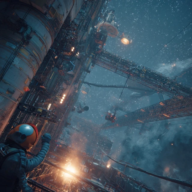 Space Station Welding Astronauts