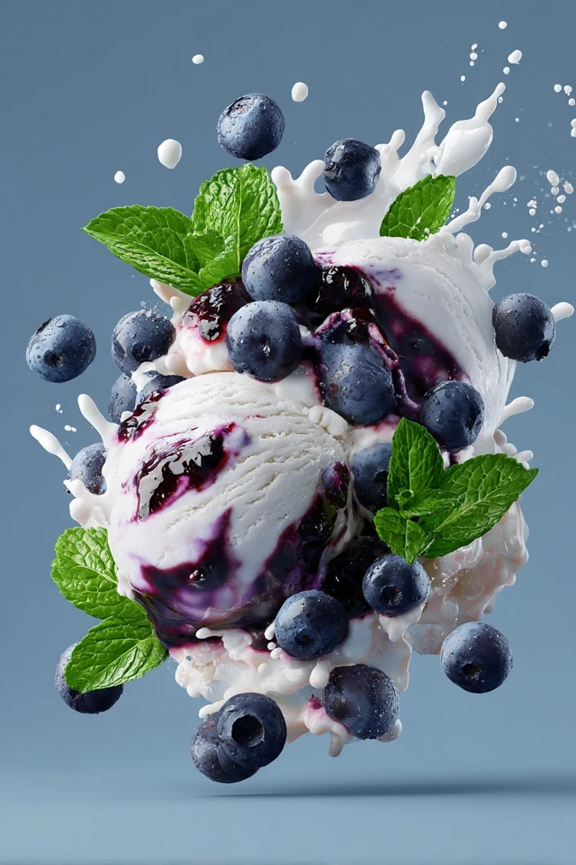 Blueberry Ice Cream Delight - Tasty Dessert Ad