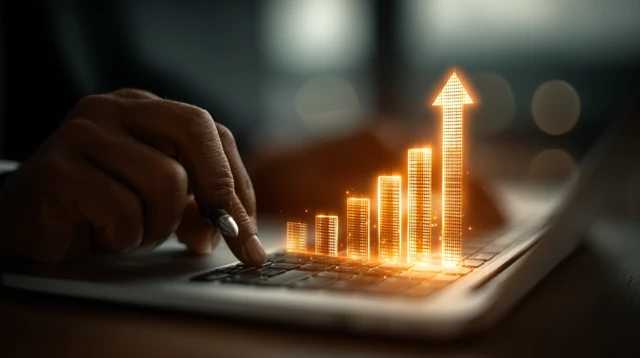 Financial Success Businessman and Growth Chart