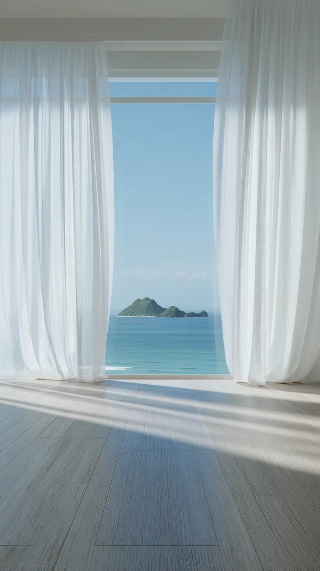 Minimalist Interior Scene Ocean View