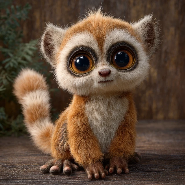 Cute Magical Lemur Creature with Big Eyes