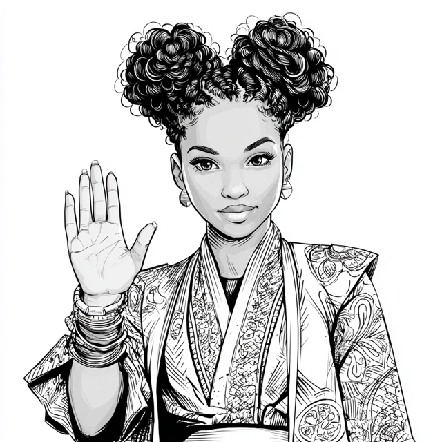 African American Queen Line Art Illustration