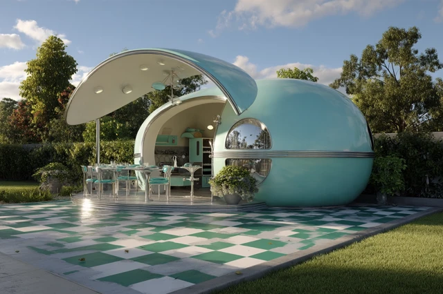 Retro-Futuristic Outdoor Pavilion Design in Dopamine Colors