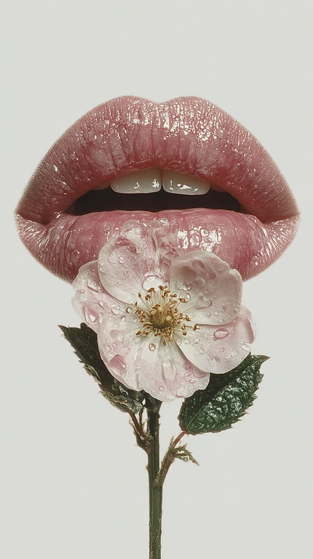 Surreal Lips Flower Pink Art Photography