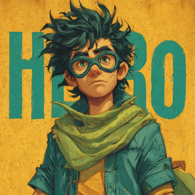 Young Hero Standing in Forest