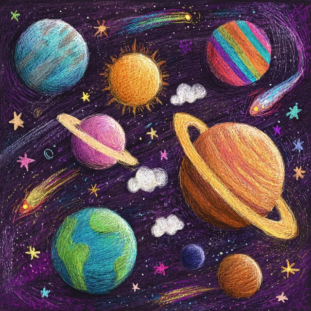 Solar System Illustration Preschool Science Book
