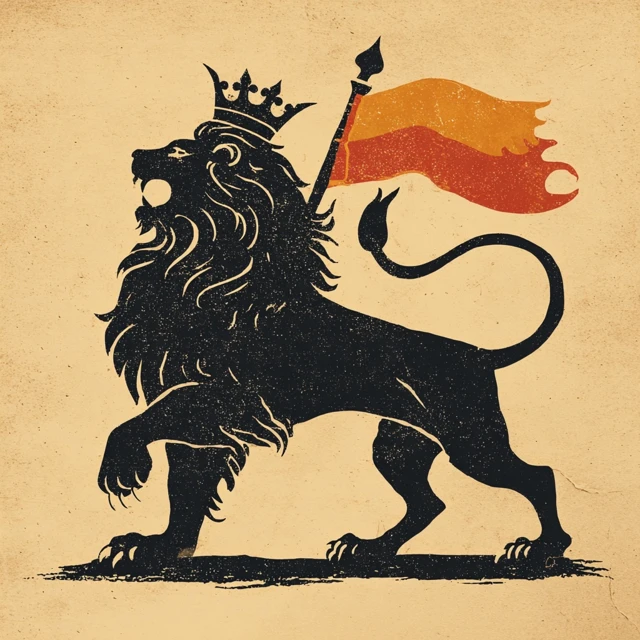 Lion of Judah Silhouette Crown Flag Heraldic Art