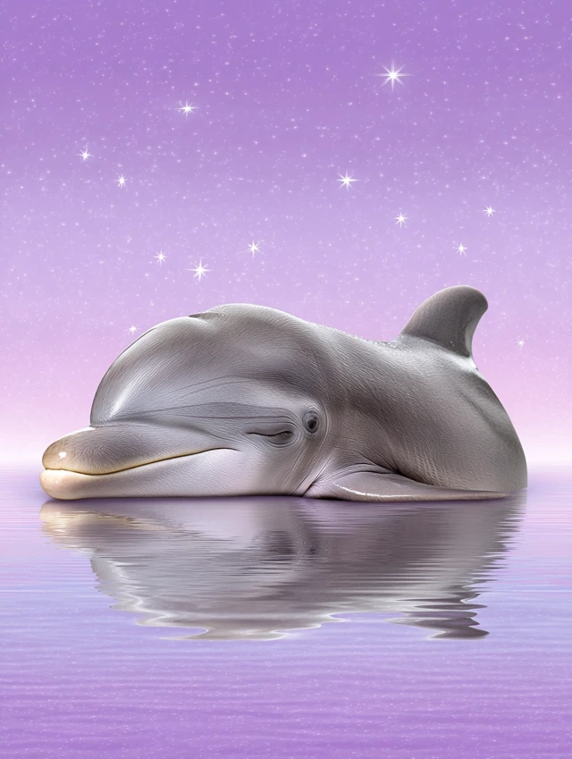 Cute Baby Dolphin Sparkling Reflections