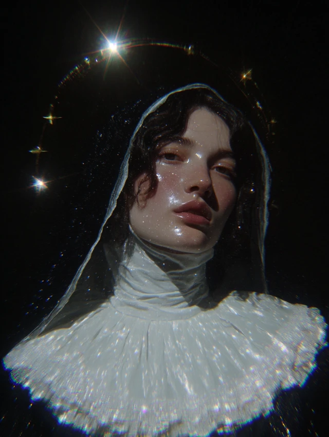 Baroque Aristocratic Woman with Veil and Stars