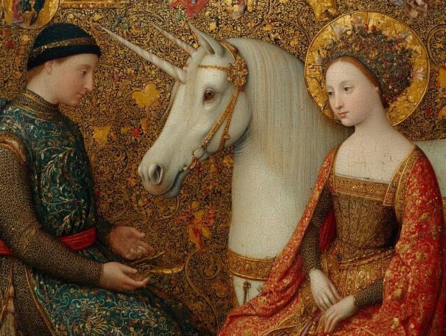 Medieval Art Lady and the Unicorn Illustration