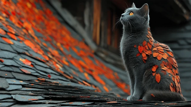 Surreal Cat Art by Franz Vinck Autumn Illustration