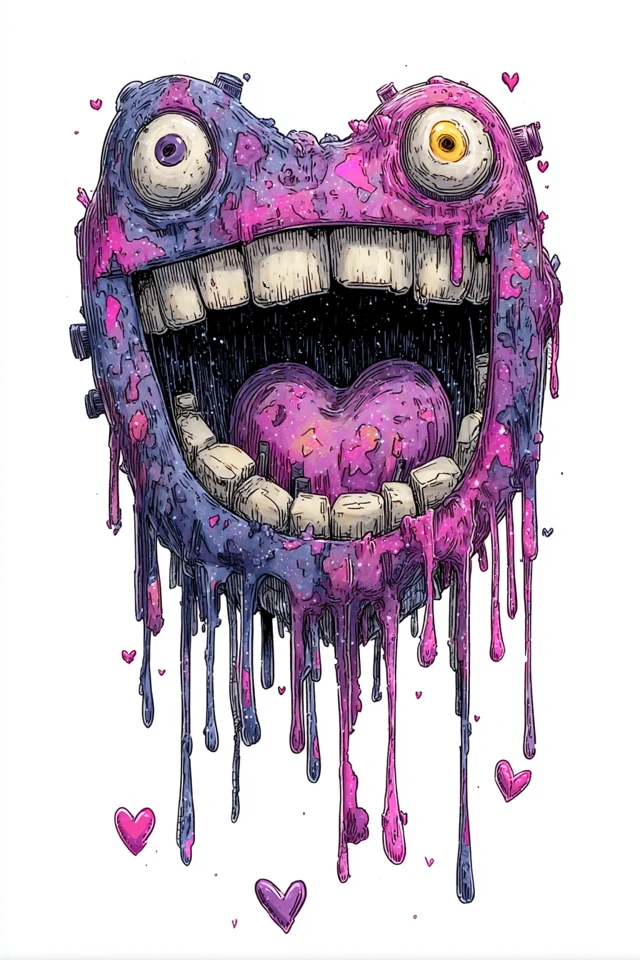Kawaii Punk Heart Shaped Grimer Toxic Sludge Art