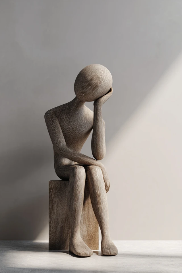 Minimalist 3D Illustration Wooden Mannequin