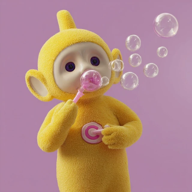 Tellytubbies Blowing Bubbles: Adorable 3D Render