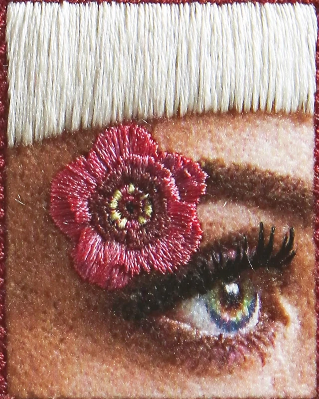 Embroidered Eye Art Pink Lashes Abstract