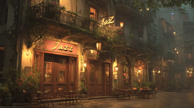 Vintage Jazz Bar Night Scene Cinematic Photography