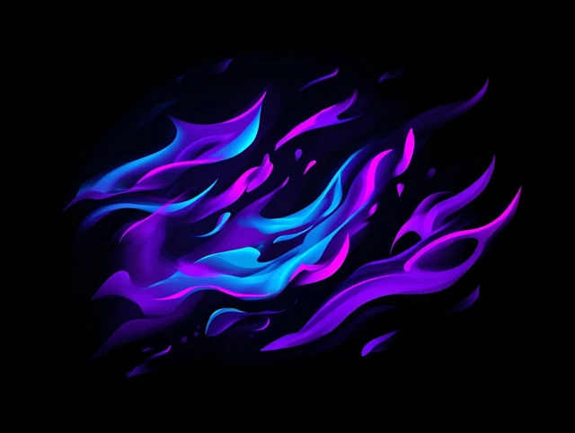 Abstract Purple and Blue Flames Digital Art