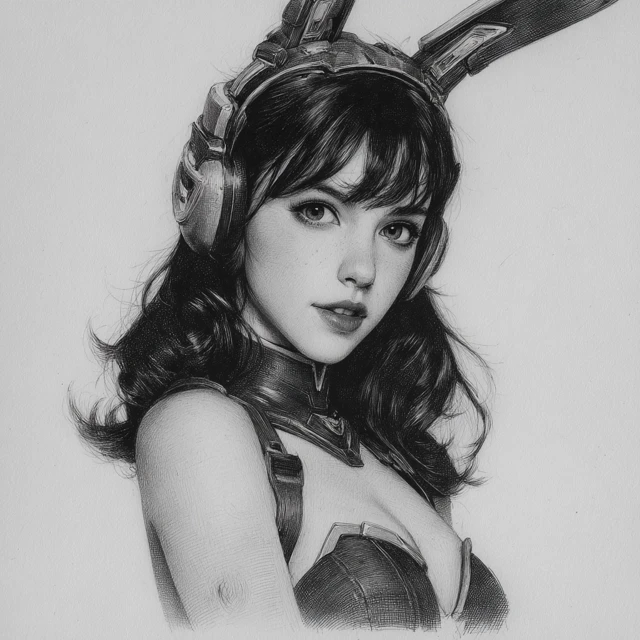 Dva Bunny Girl Graphite Art