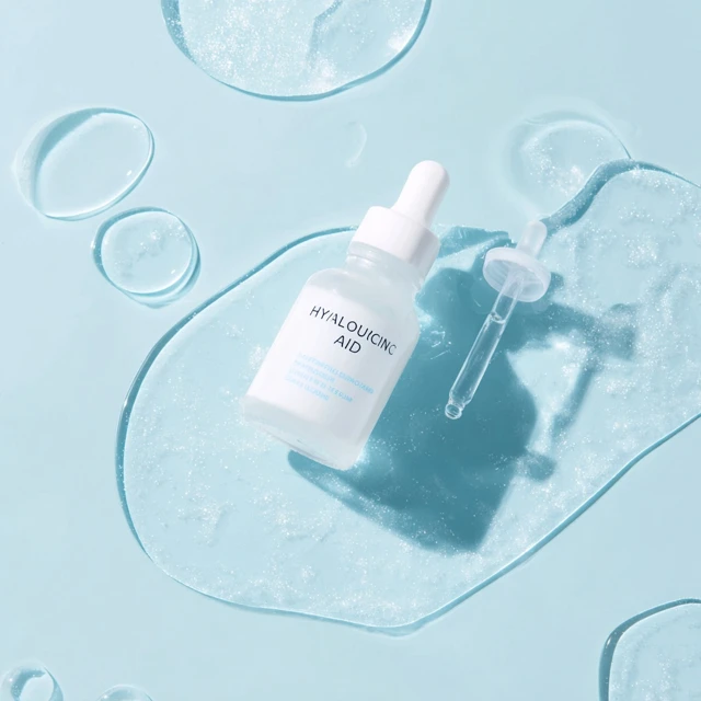 Hyaluronic Acid Serum Dropper Bottle Flat Lay