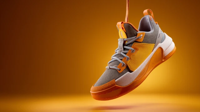 Basketball Shoe Orange and Gray High Detail 8K
