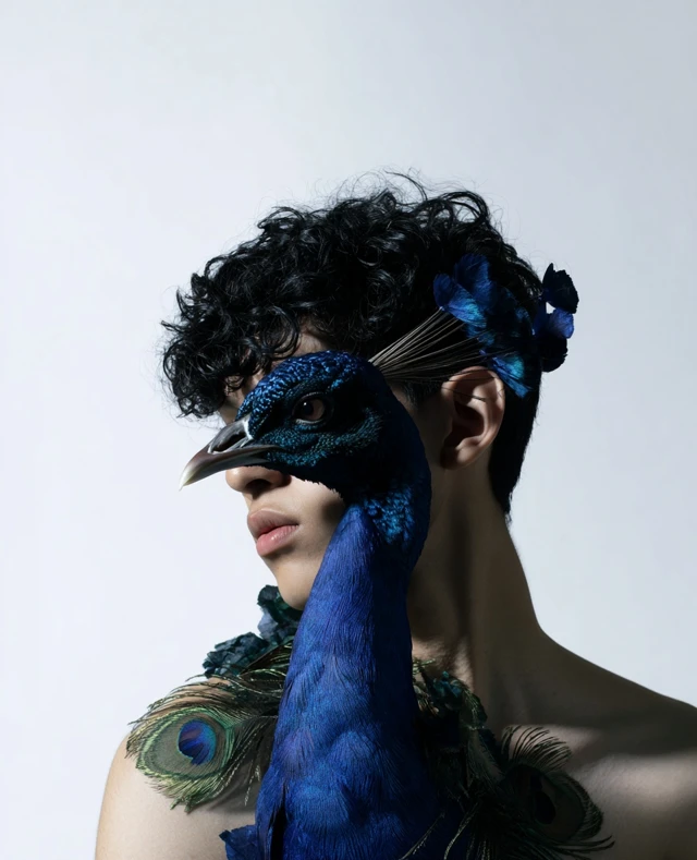 Indonesian Man Peacock Portrait Photography
